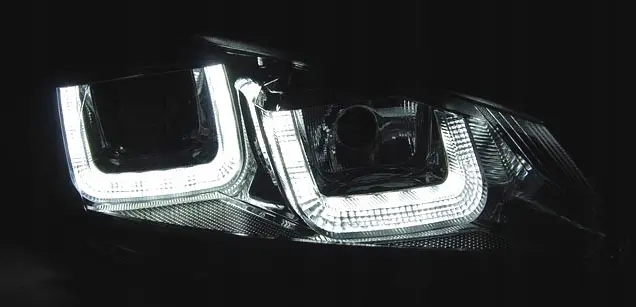 Frontlykter VW GOLF 6 2008-2012 U-LED LIGHT DRL BLACK CHROME LINE – bilde 3