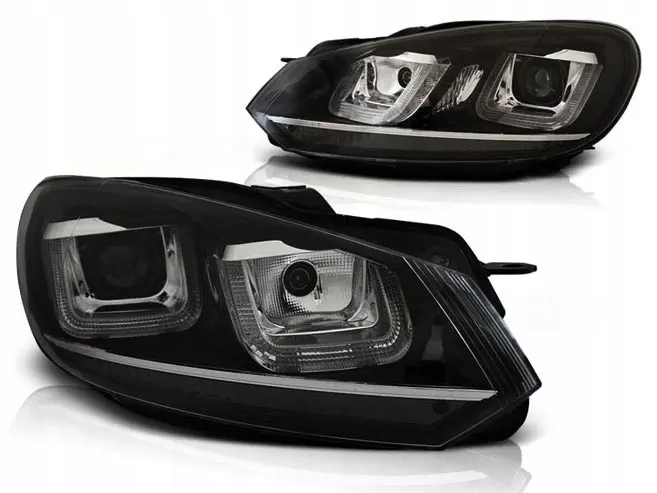 Frontlykter VW GOLF 6 2008-2012 U-LED LIGHT DRL BLACK CHROME LINE – bilde 5
