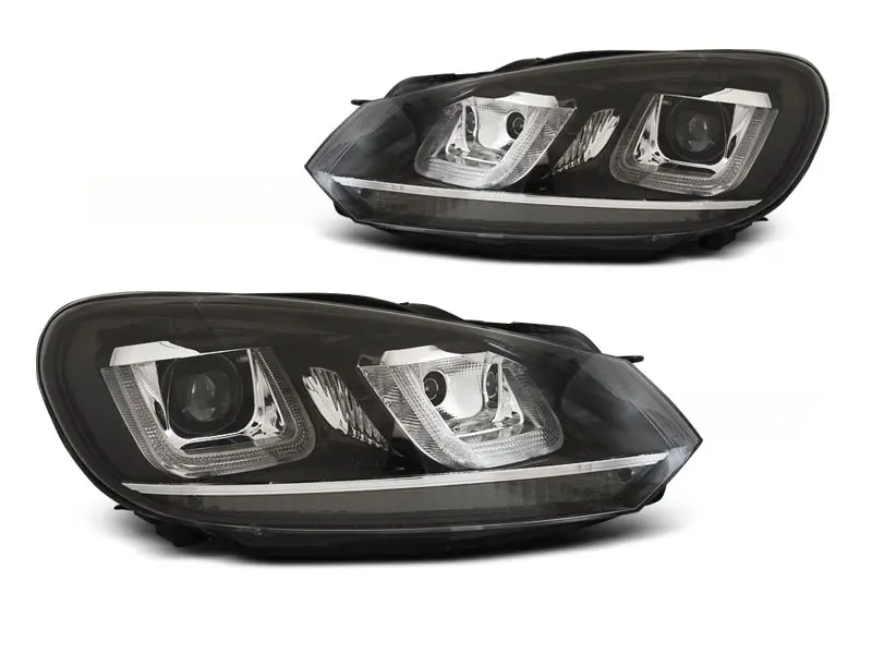 Frontlykter VW GOLF 6 2008-2012 U-LED LIGHT DRL BLACK CHROME LINE – bilde 9