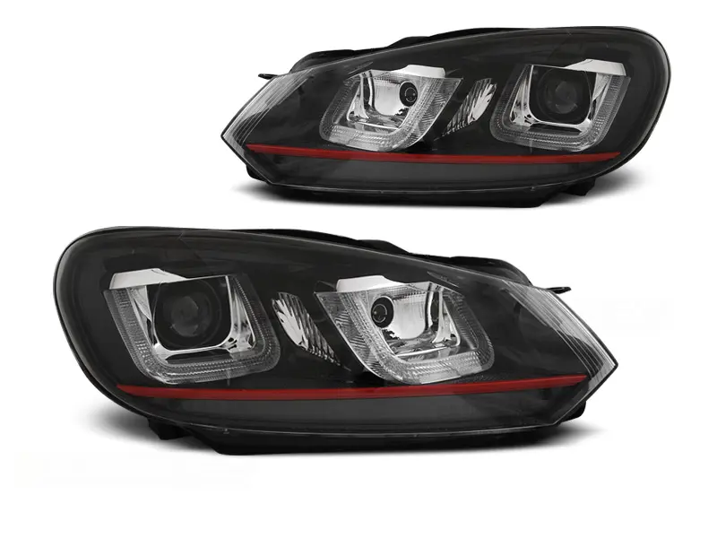 Frontlykter VW GOLF 6 2008-2012 U-LED LIGHT DRL BLACK RED LINE – bilde 6