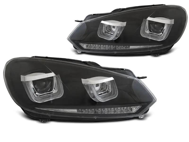 Frontlykter VW GOLF 6 2008-2012 U-LED LIGHT DRL BLACK SEQ – bilde 7
