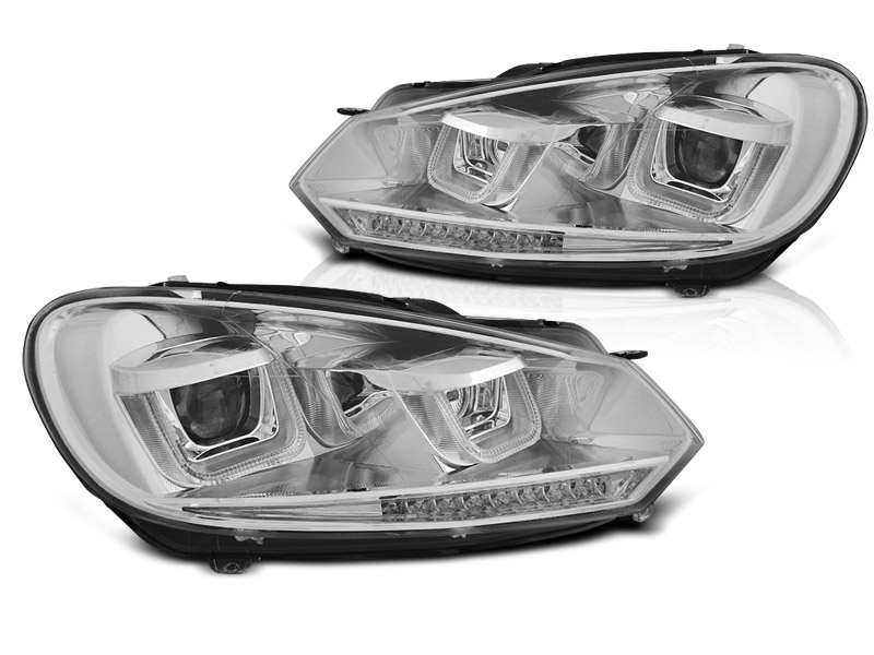Frontlykter VW GOLF 6 2008-2012 U-LED LIGHT DRL CHROME SEQ – bilde 7