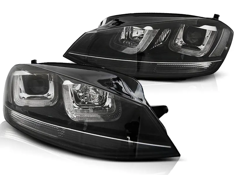 Frontlykter VW GOLF 7 2012-2017 U-LED LIGHT BLACK WITH BLACK LINE – bilde 2