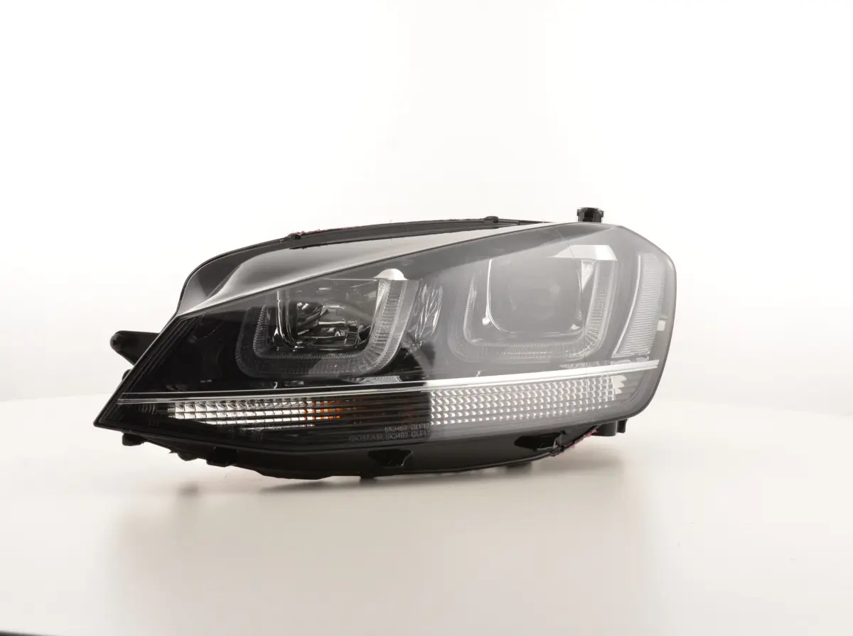 Frontlykter VW GOLF 7 2012-2017 U-LED LIGHT BLACK WITH CHROME LINE – bilde 4