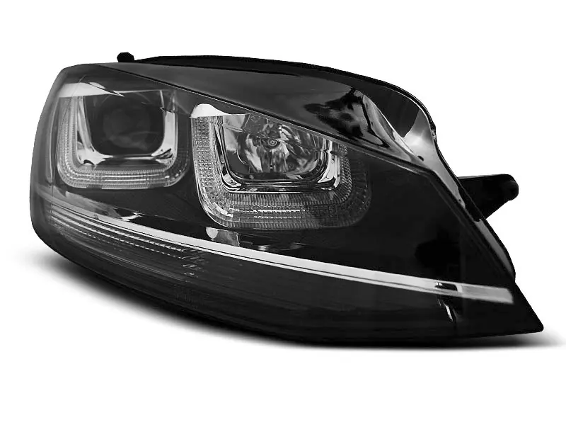 Frontlykter VW GOLF 7 2012-2017 U-LED LIGHT BLACK WITH CHROME LINE – bilde 7