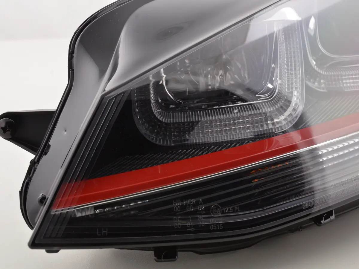 Frontlykter VW GOLF 7 2012-2017 U-LED LIGHT BLACK WITH RED LINE – bilde 2