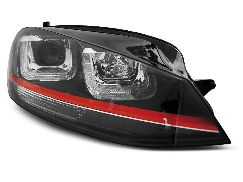 Frontlykter VW GOLF 7 2012-2017 U-LED LIGHT BLACK WITH RED LINE – bilde 6
