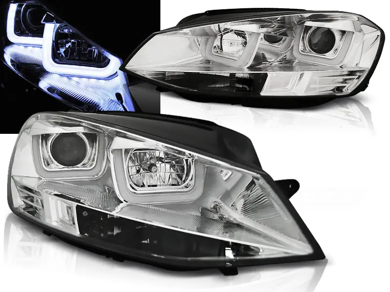 Frontlykter VW GOLF 7 2012-2017 U-LED LIGHT CHROME – bilde 2