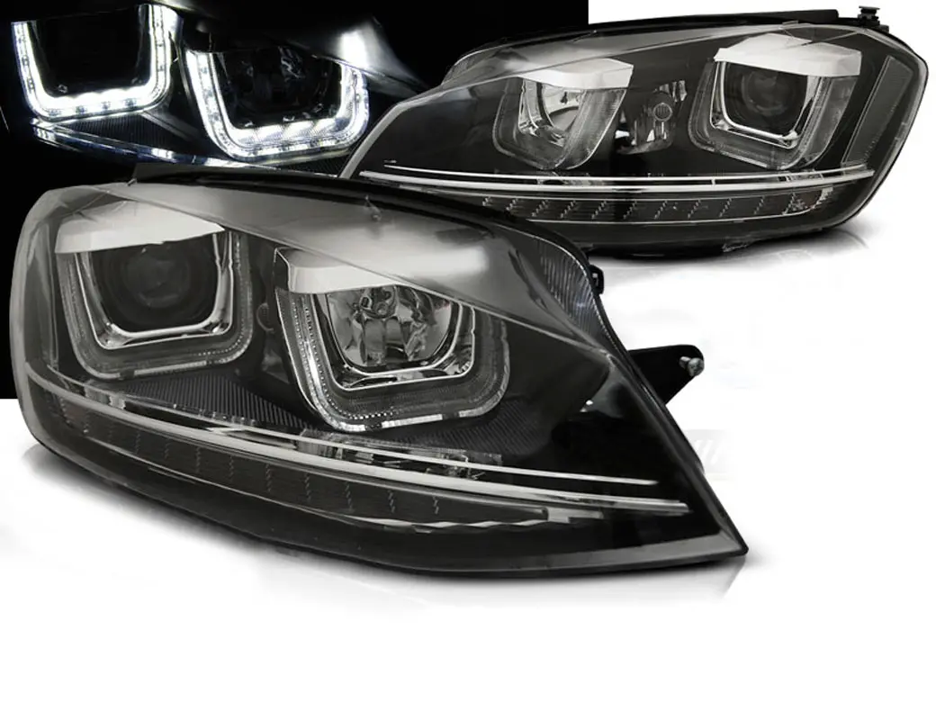 Frontlykter VW GOLF 7 2012-2017 U-LED LIGHT DRL BLACK