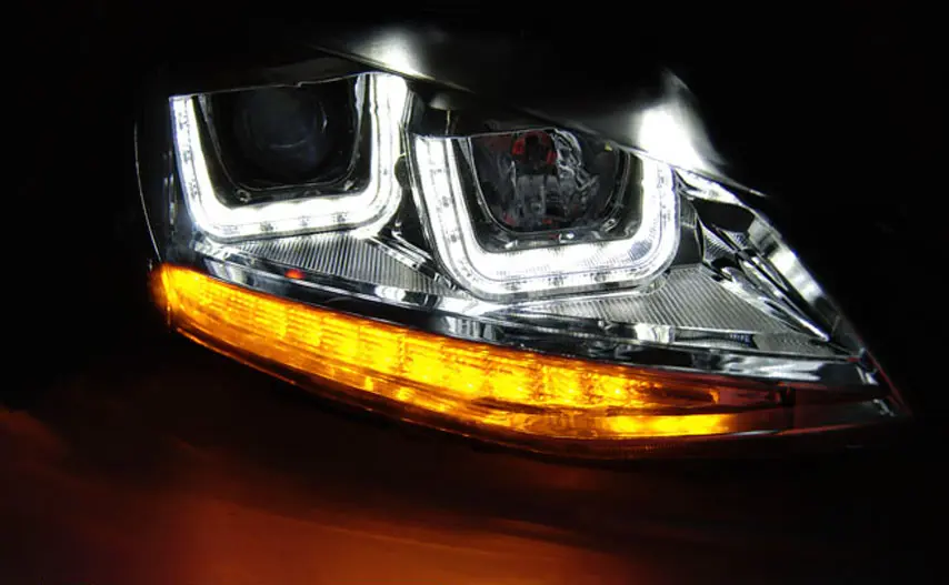 Frontlykter VW GOLF 7 2012-2017 U-LED LIGHT DRL BLACK – bilde 3