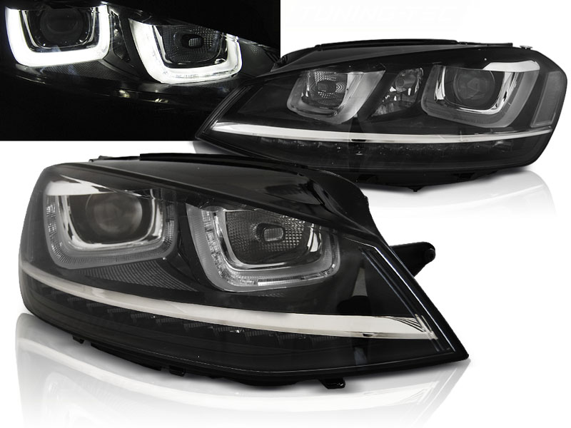 Frontlykter VW GOLF 7 2012-2017 U-LED LIGHT DRL BLACK