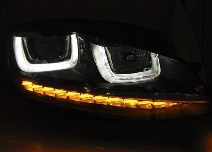 Frontlykter VW GOLF 7 2012-2017 U-LED LIGHT DRL BLACK – bilde 3