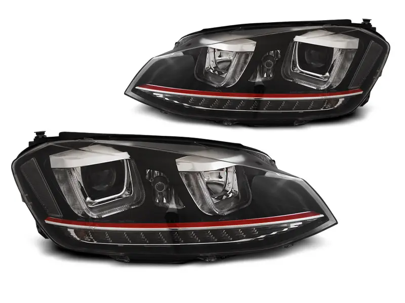 Frontlykter VW GOLF 7 2012-2017 U-LED LIGHT DRL BLACK RDD LINE SEQ – bilde 4