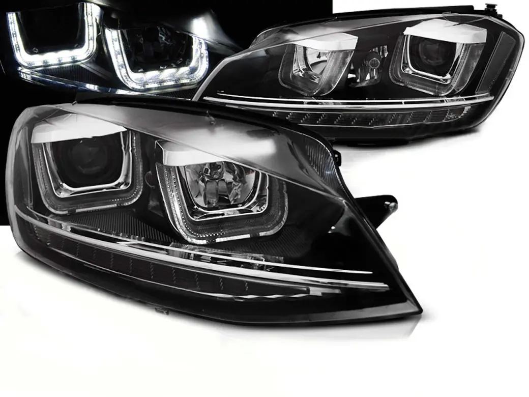 Frontlykter VW GOLF 7 2012-2017 U-LED LIGHT DRL BLACK SEQ