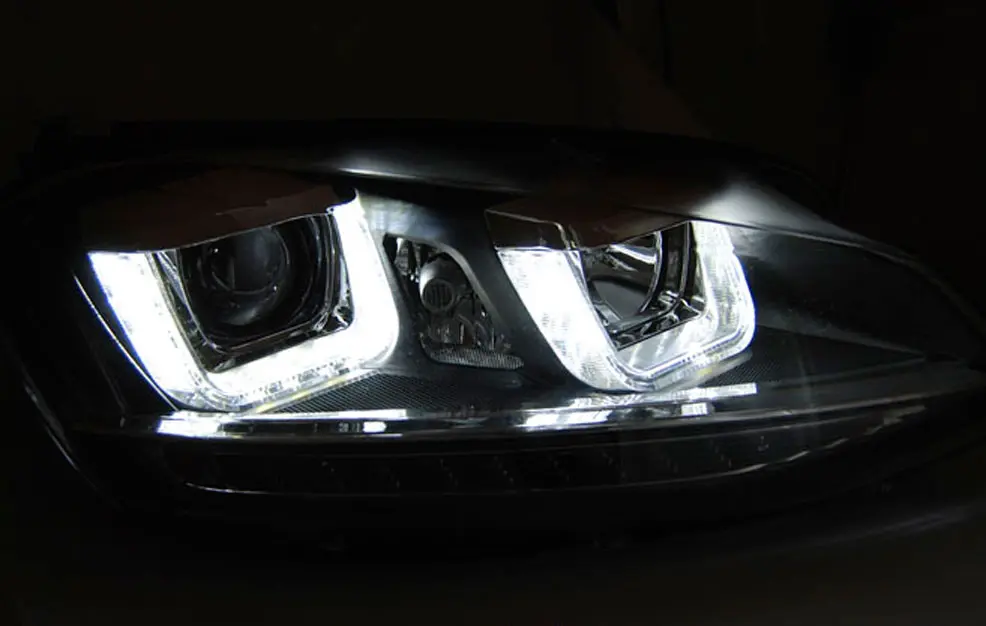 Frontlykter VW GOLF 7 2012-2017 U-LED LIGHT DRL BLACK SEQ – bilde 2