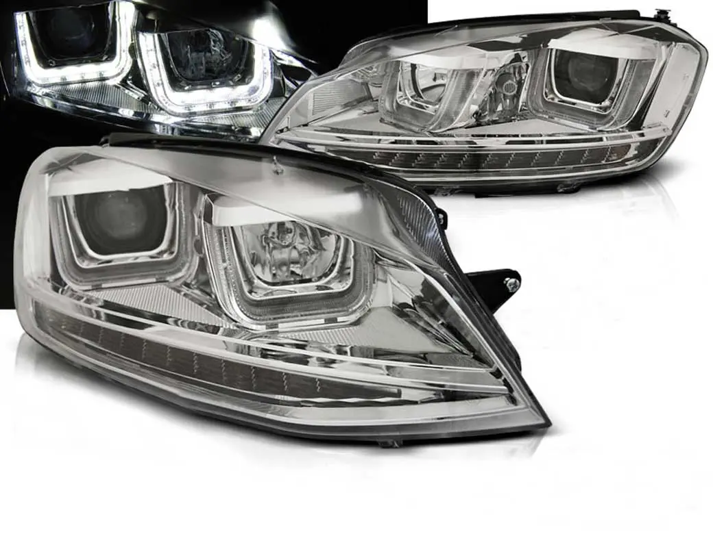 Frontlykter VW GOLF 7 2012-2017 U-LED LIGHT DRL CHROME