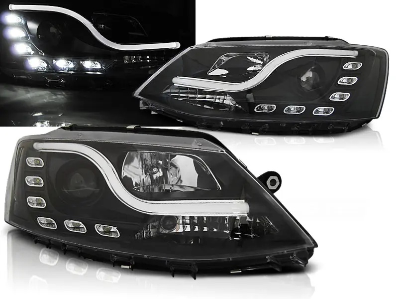 Frontlykter VW JETTA VI 2011-2018 TUBE LIGHT DRL BLACK