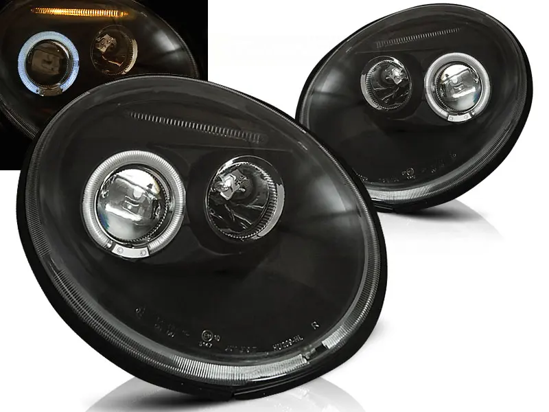 Frontlykter VW NEW BEETLE 1998-2005 ANGEL EYES BLACK