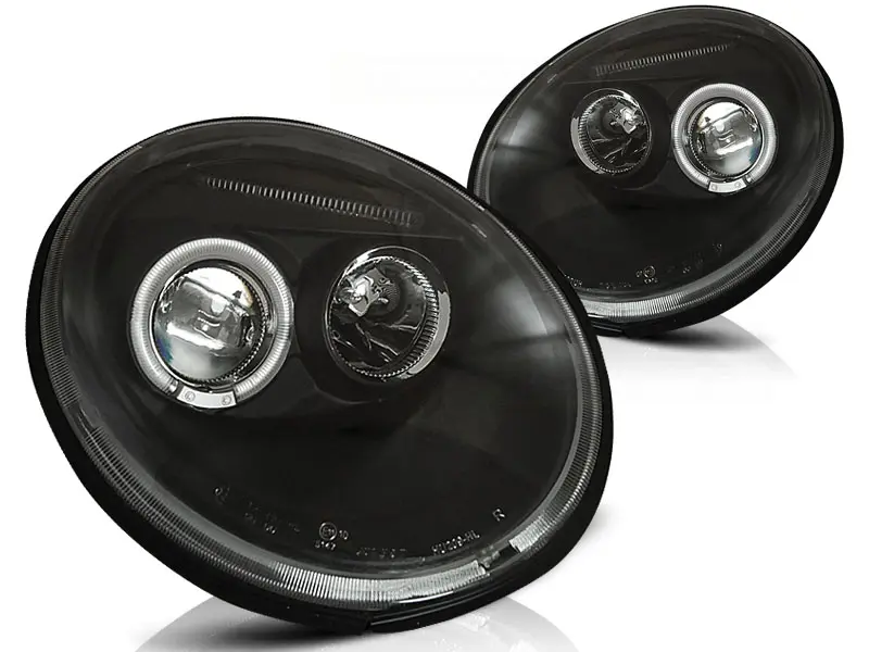 Frontlykter VW NEW BEETLE 1998-2005 ANGEL EYES BLACK – bilde 2