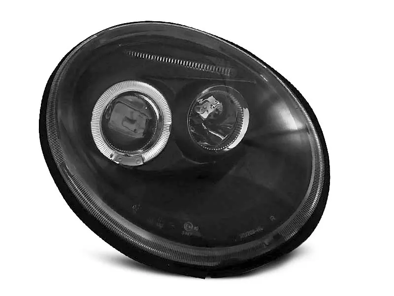 Frontlykter VW NEW BEETLE 1998-2005 ANGEL EYES BLACK – bilde 3