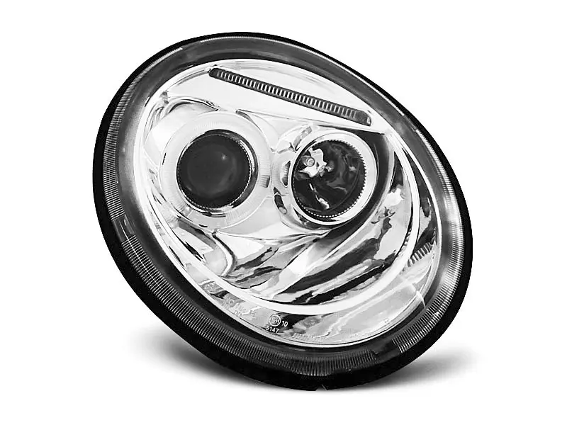 Frontlykter VW NEW BEETLE 1998-2005 ANGEL EYES CHROME – bilde 3