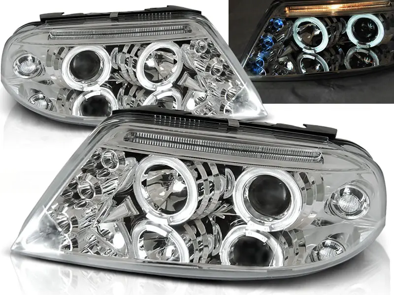 Frontlykter VW PASSAT (3BG) 2000-2005 ANGEL EYES CHROME