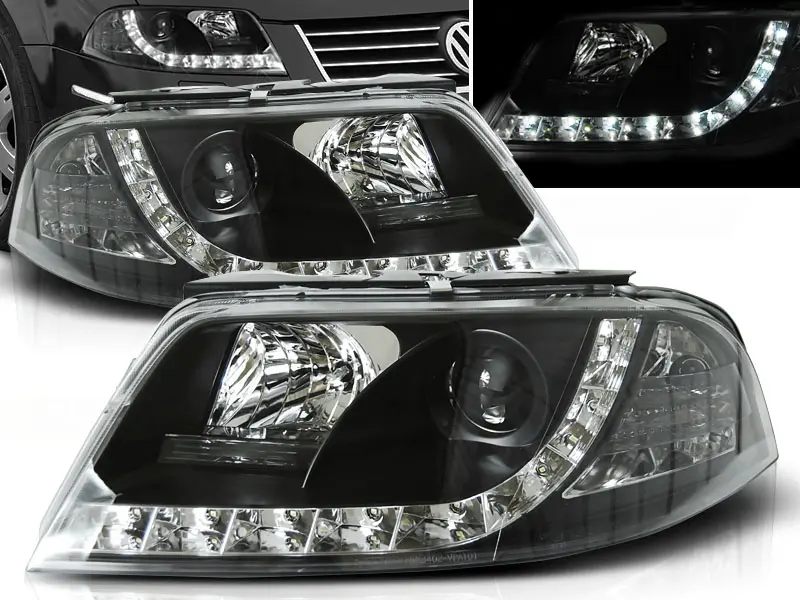 Frontlykter VW PASSAT (3BG) 2000-2005 TRUE DRL BLACK