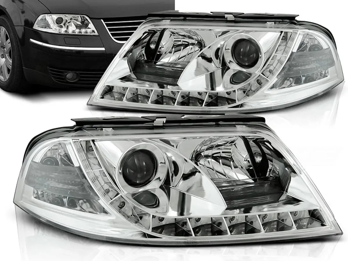 Frontlykter VW PASSAT (3BG) 2000-2005 TRUE DRL CHROME – bilde 2