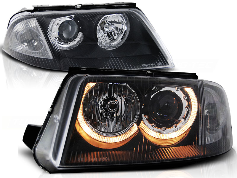 Frontlykter VW PASSAT (3BG B5) 2000-2005 ANGEL EYES BLACK