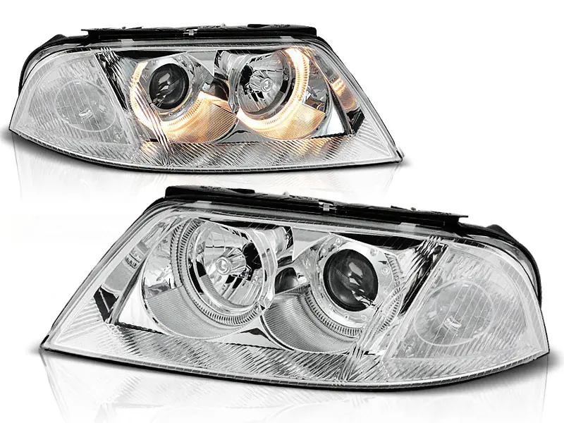 Frontlykter VW PASSAT (3BG B5) 2000-2005 ANGEL EYES CHROME – bilde 4