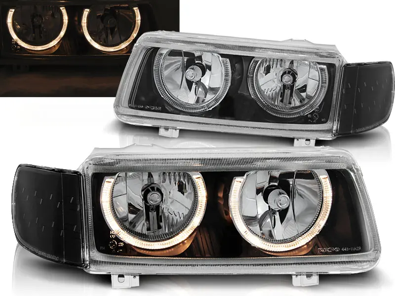 Frontlykter VW PASSAT (B4) 1993-1997 ANGEL EYES BLACK