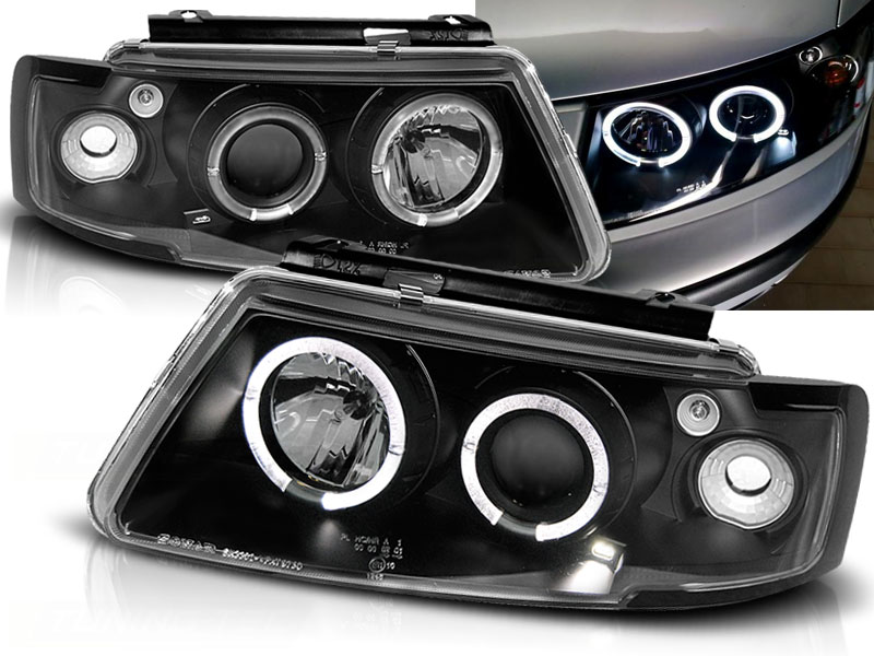Frontlykter VW PASSAT (B5 3B) 1996-2000 ANGEL EYES BLACK