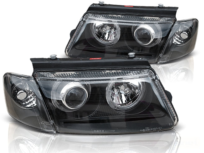 Frontlykter VW PASSAT (B5 3B) 1996-2000 ANGEL EYES BLACK – bilde 2