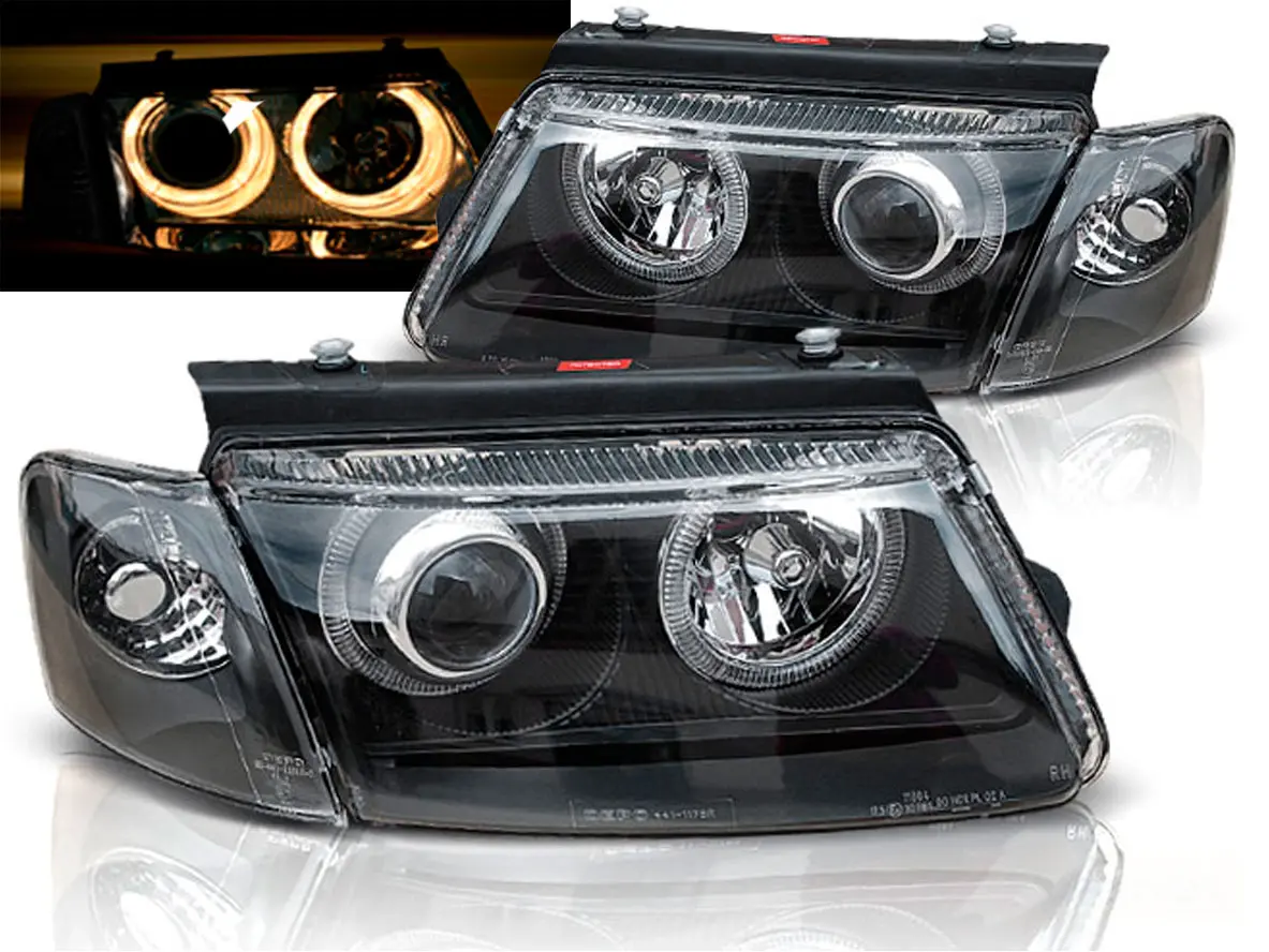 Frontlykter VW PASSAT (B5 3B) 1996-2000 ANGEL EYES BLACK – bilde 3