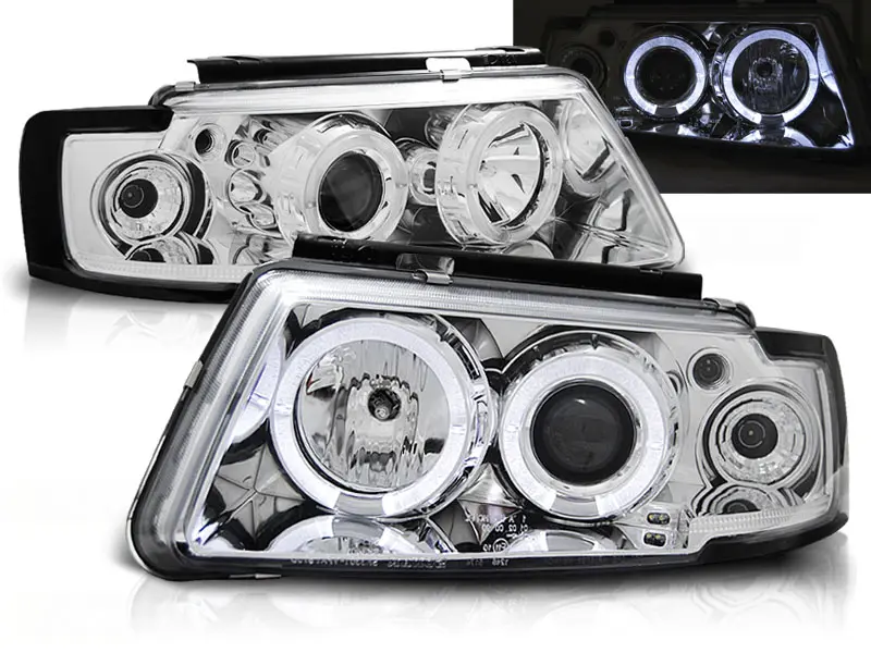 Frontlykter VW PASSAT (B5 3B) 1996-2000 ANGEL EYES CHROME