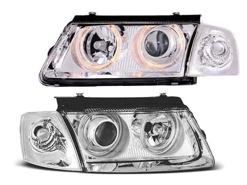 Frontlykter VW PASSAT (B5 3B) 1996-2000 ANGEL EYES CHROME – bilde 2