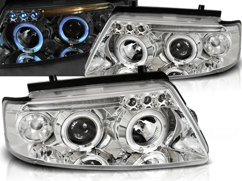 Frontlykter VW PASSAT (B5 3B) 1996-2000 ANGEL EYES CHROME