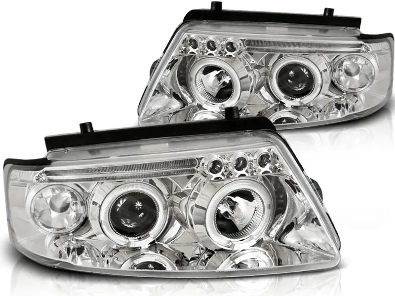 Frontlykter VW PASSAT (B5 3B) 1996-2000 ANGEL EYES CHROME – bilde 2