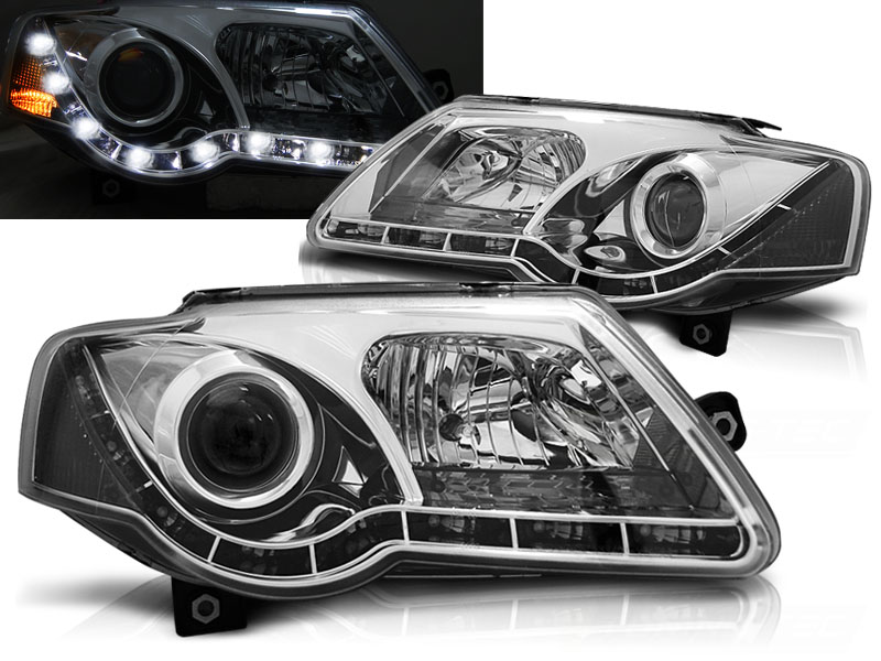 Frontlykter VW Passat B6 2005 - 2010 │ TRUE DRL CHROME