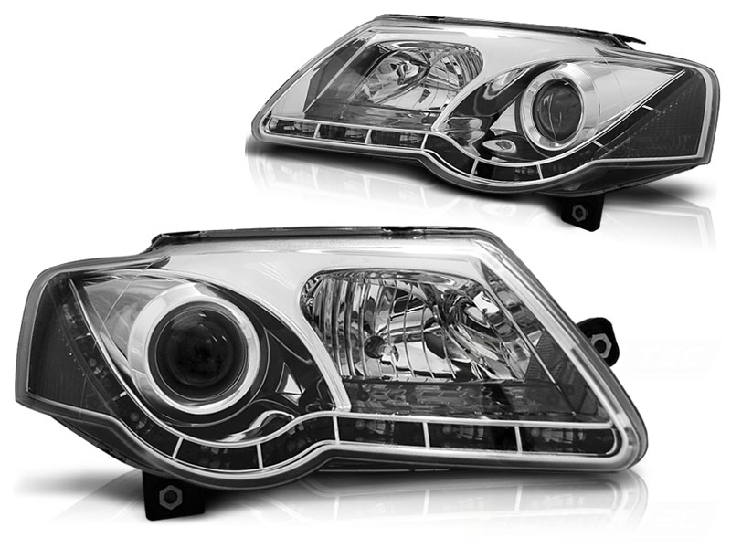 Frontlykter VW Passat B6 2005 - 2010 │ TRUE DRL CHROME – bilde 2