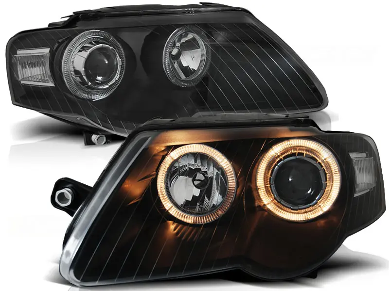 Frontlykter VW PASSAT (B6 3C) 2005-2010 ANGEL EYES BLACK – bilde 2