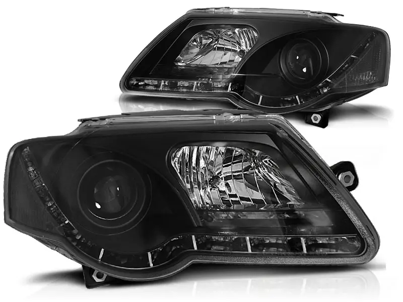 Frontlykter VW PASSAT B6 3C 2005-2010 TRU DRL BLACK – bilde 2