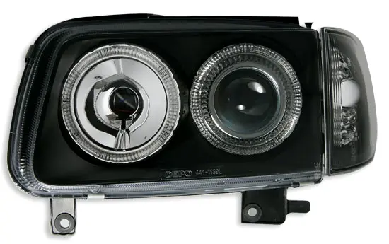 Frontlykter VW POLO (6N) 1994-1999 ANGEL EYES BLACK