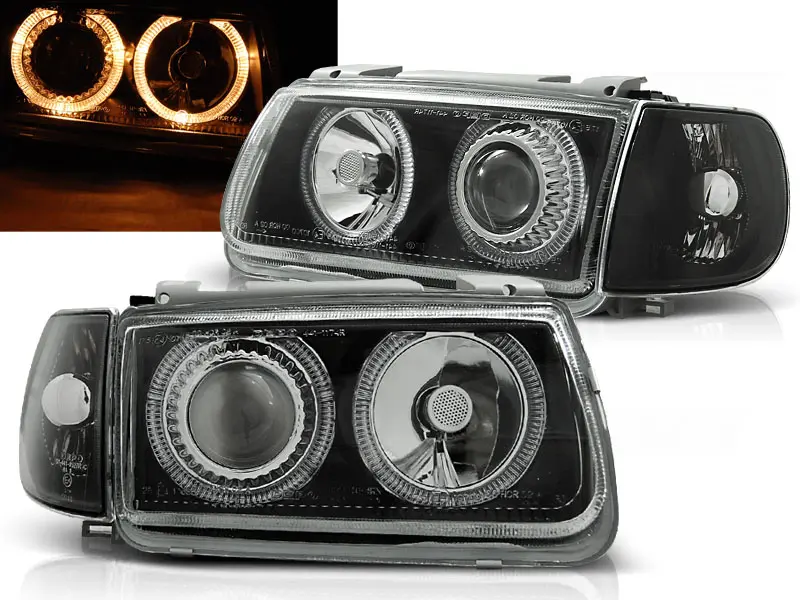 Frontlykter VW POLO (6N) 1994-1999 ANGEL EYES BLACK – bilde 2