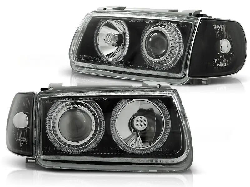 Frontlykter VW POLO (6N) 1994-1999 ANGEL EYES BLACK – bilde 4