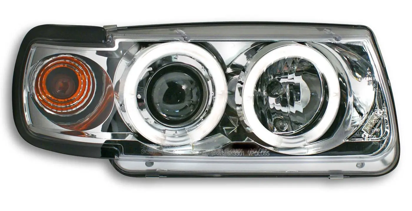 Frontlykter VW POLO (6N) 1994-1999 ANGEL EYES CHROME – bilde 2