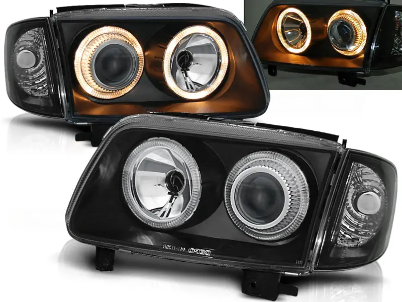 Frontlykter VW POLO (6N2) 1999-2001 ANGEL EYES BLACK