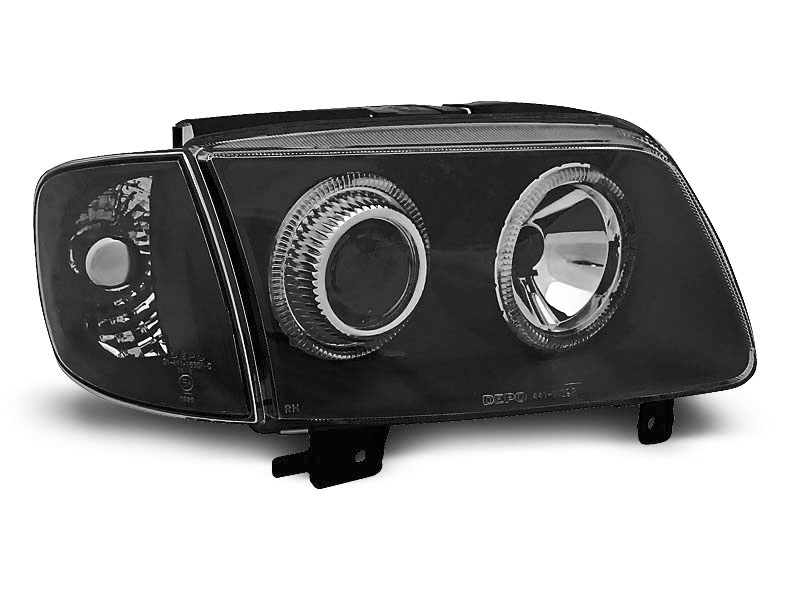 Frontlykter VW POLO (6N2) 1999-2001 ANGEL EYES BLACK – bilde 3