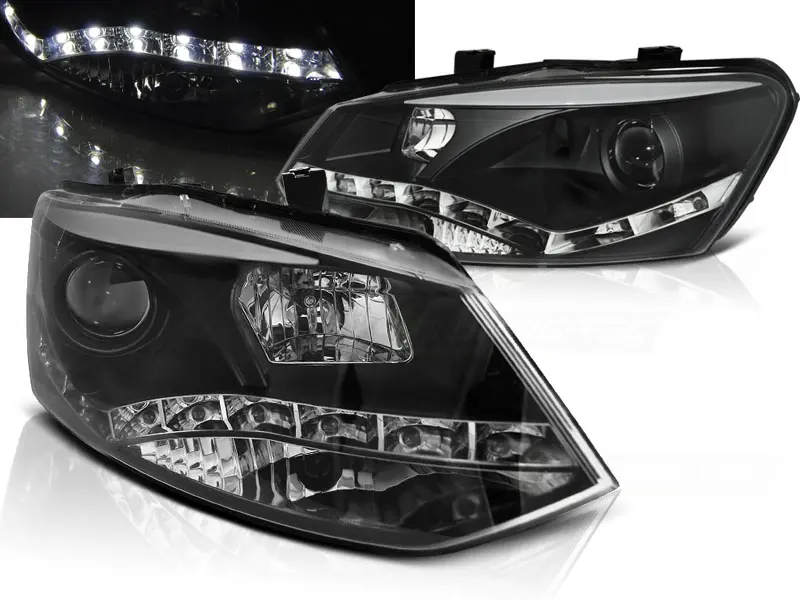 Frontlykter VW POLO (6R) 2009-2014 TRUE DRL BLACK – bilde 2