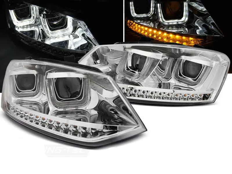 Frontlykter VW POLO (6R) 2009-2014 U-LED LIGHT CHROME